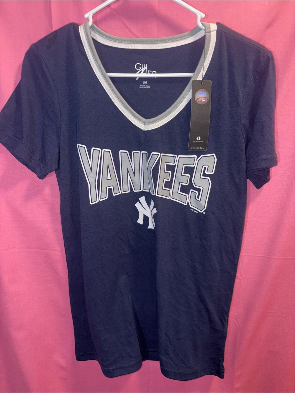 New York Yankees Navy V-Neck Jersey Tee